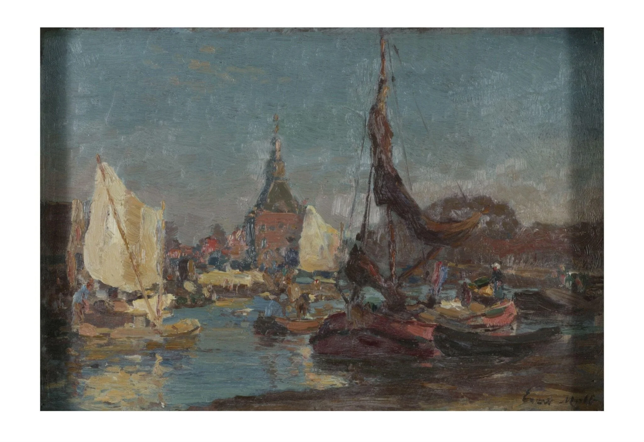 Dutch river scene, detail