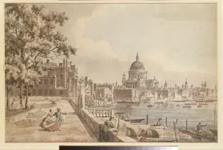 St. Paul's Cathedral, from the terrace of Old Somerset House, by William James, watercolor, 1768