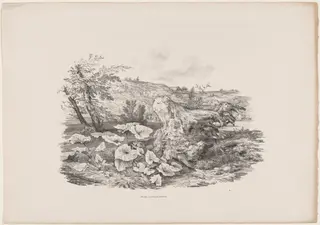 Landscape with a Tree Trunk, by Carl August Lebschée, ink, 1829