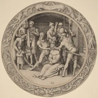 The Scoffing of Christ, by Lucas van Leyden, ink, 1509