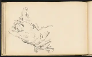 Study of the Allegorical Figure Bellona in Rubens' "The Apotheosis of Henri IV", by Paul Cézanne, graphite, 1884