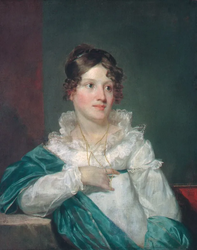 Mrs. Daniel DeSaussure Bacot, a Charleston commission in which Morse gives a paying sitter the structural seriousness he wanted to reserve for history painting.