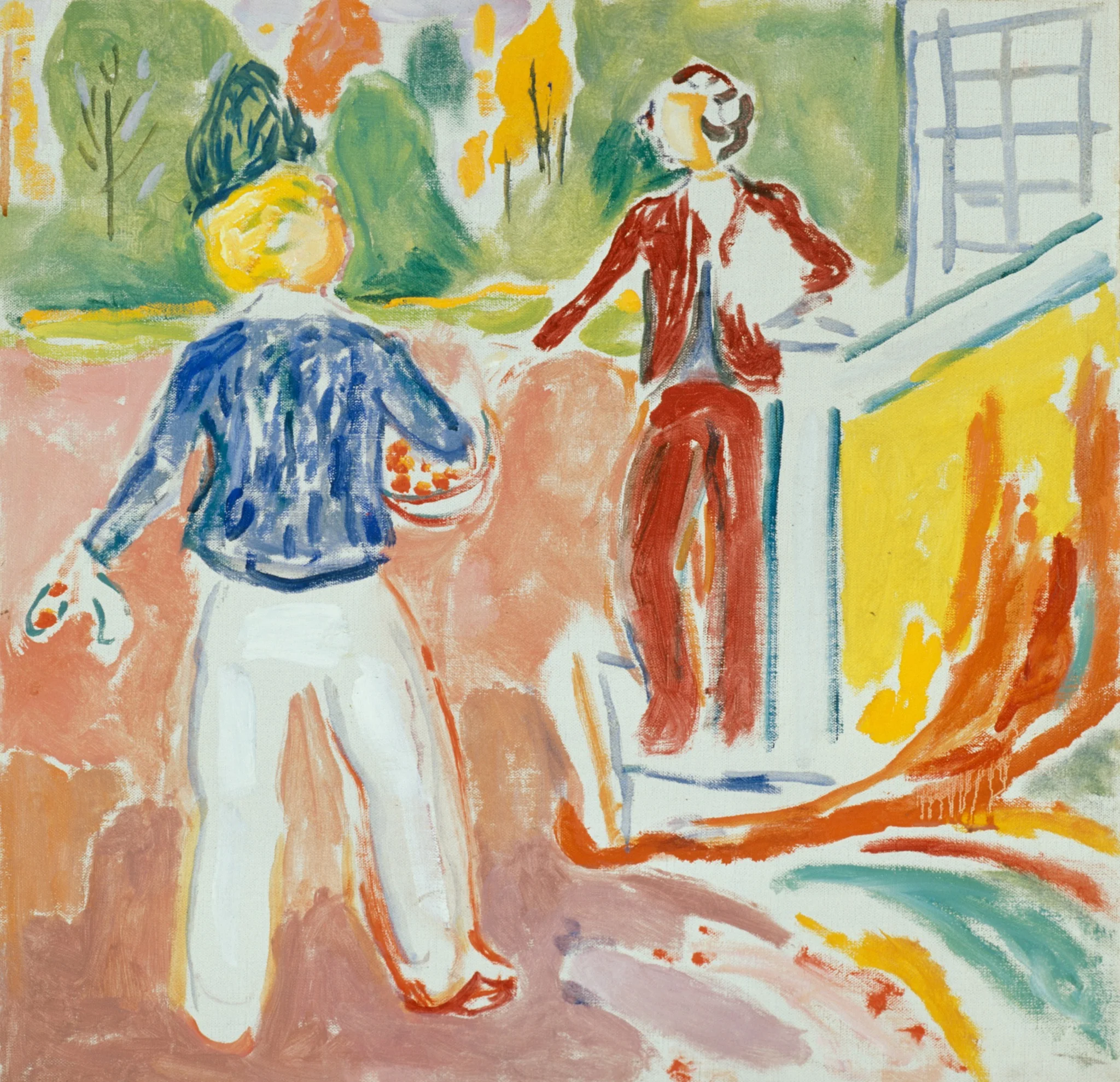Two Women by the veranda Steps, detail