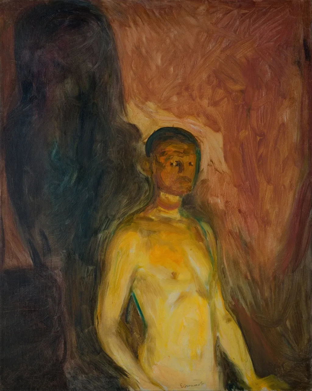 Self-Portrait in Hell, by Edvard Munch, oil, 1903