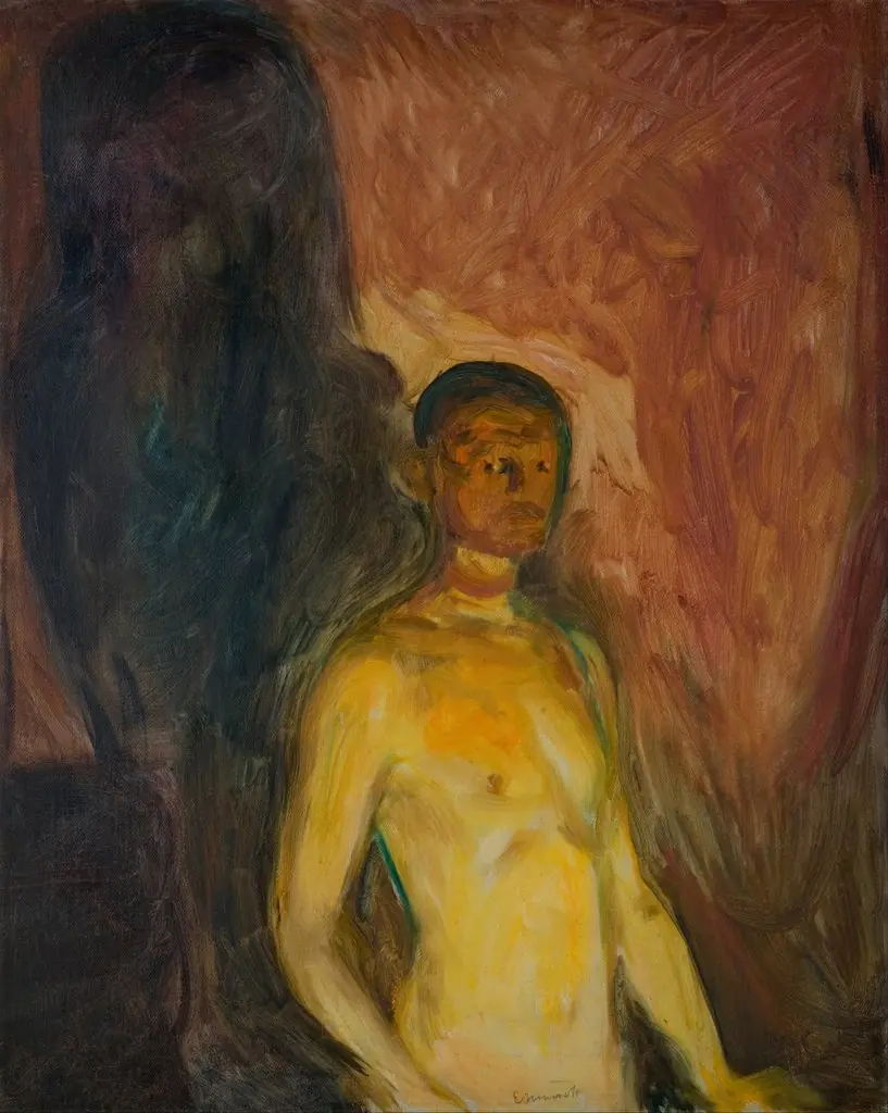 Self-Portrait in Hell, by Edvard Munch, oil, 1903