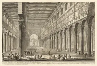 Spaccato interno della Basilica di S. Paolo fuori delle Mura, by Giovanni Battista Piranesi, ink, 1748