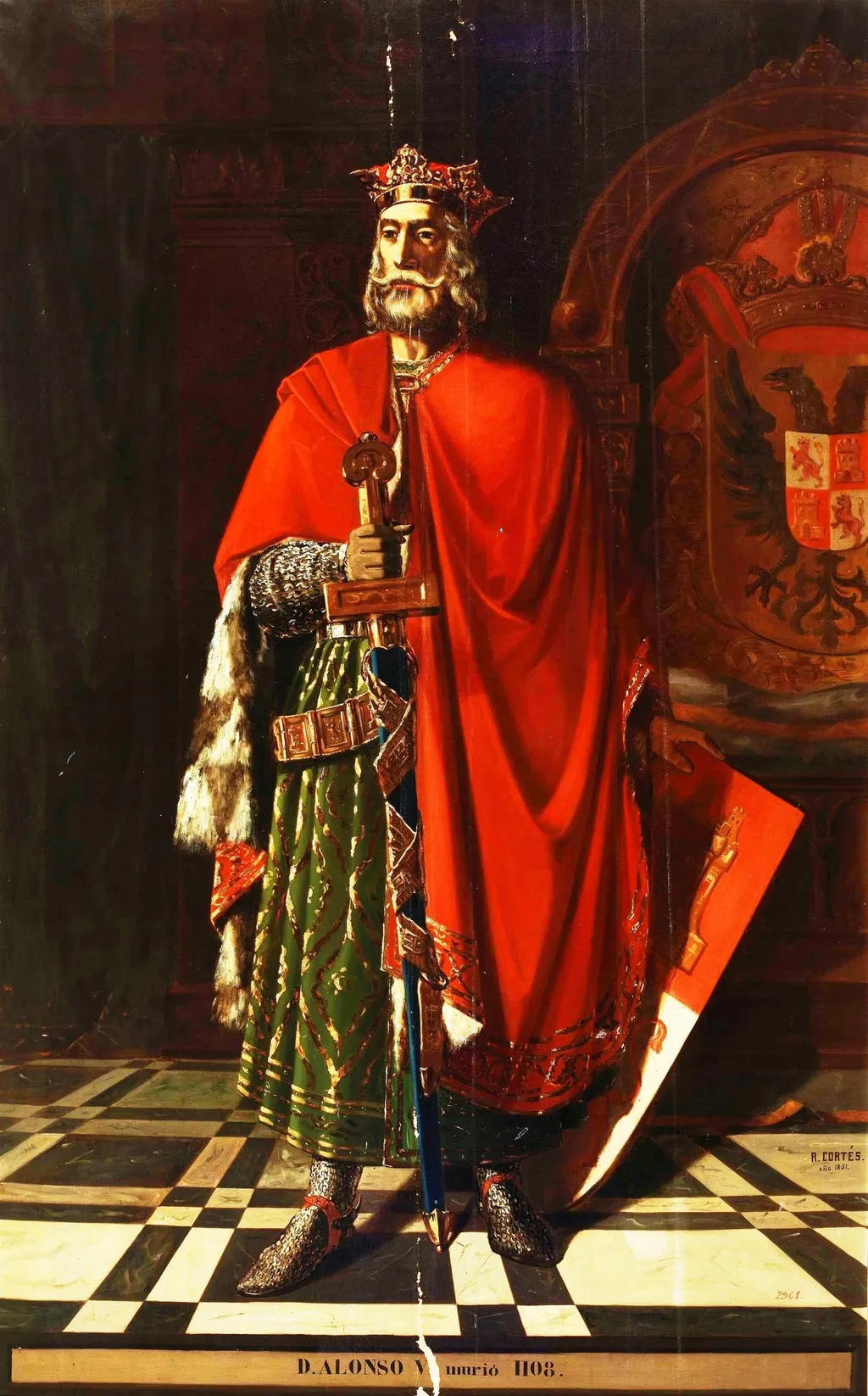 Alfonso VI, by Ramón Cortés, oil, 1851