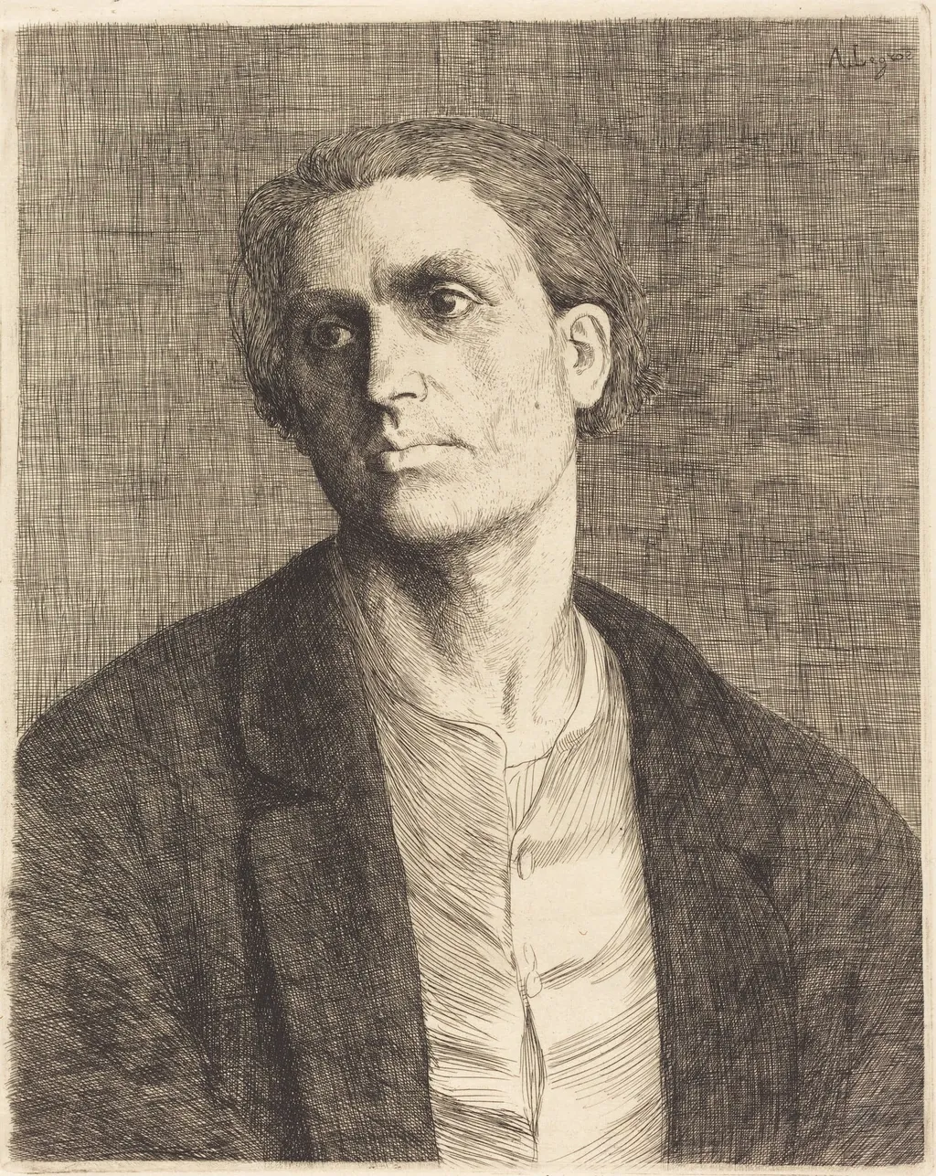 Study of a Man's Head (Etude de tete d'homme), by Alphonse Legros, ink, 1874