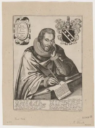 Sir Thomas Overbury, by Renold Elstrack, ink, 1598