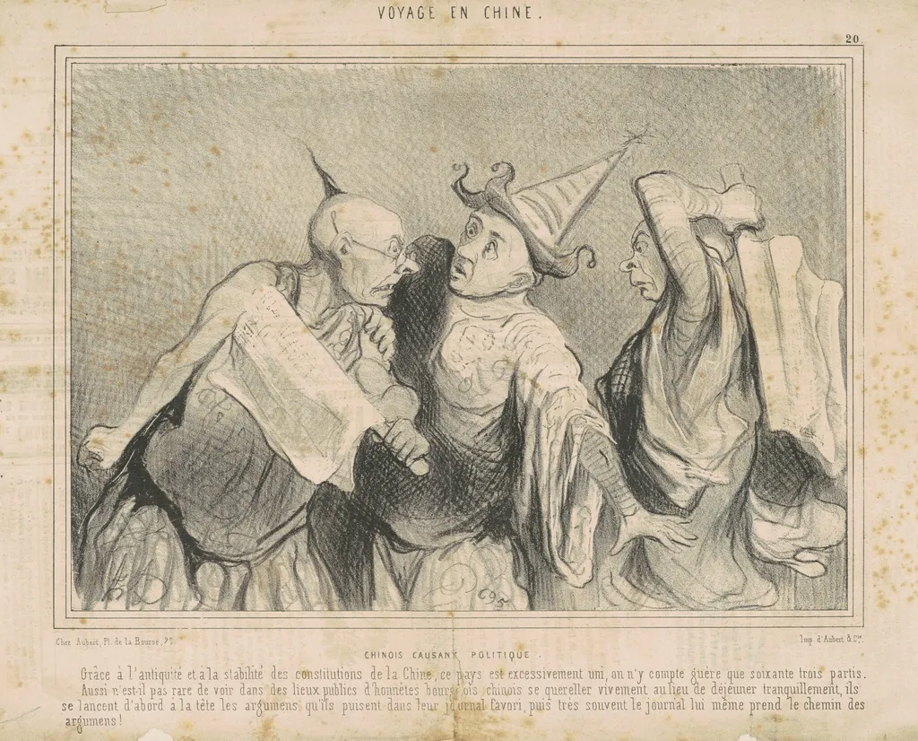 Chinois causant politique, by Honoré Daumier, ink, 1844