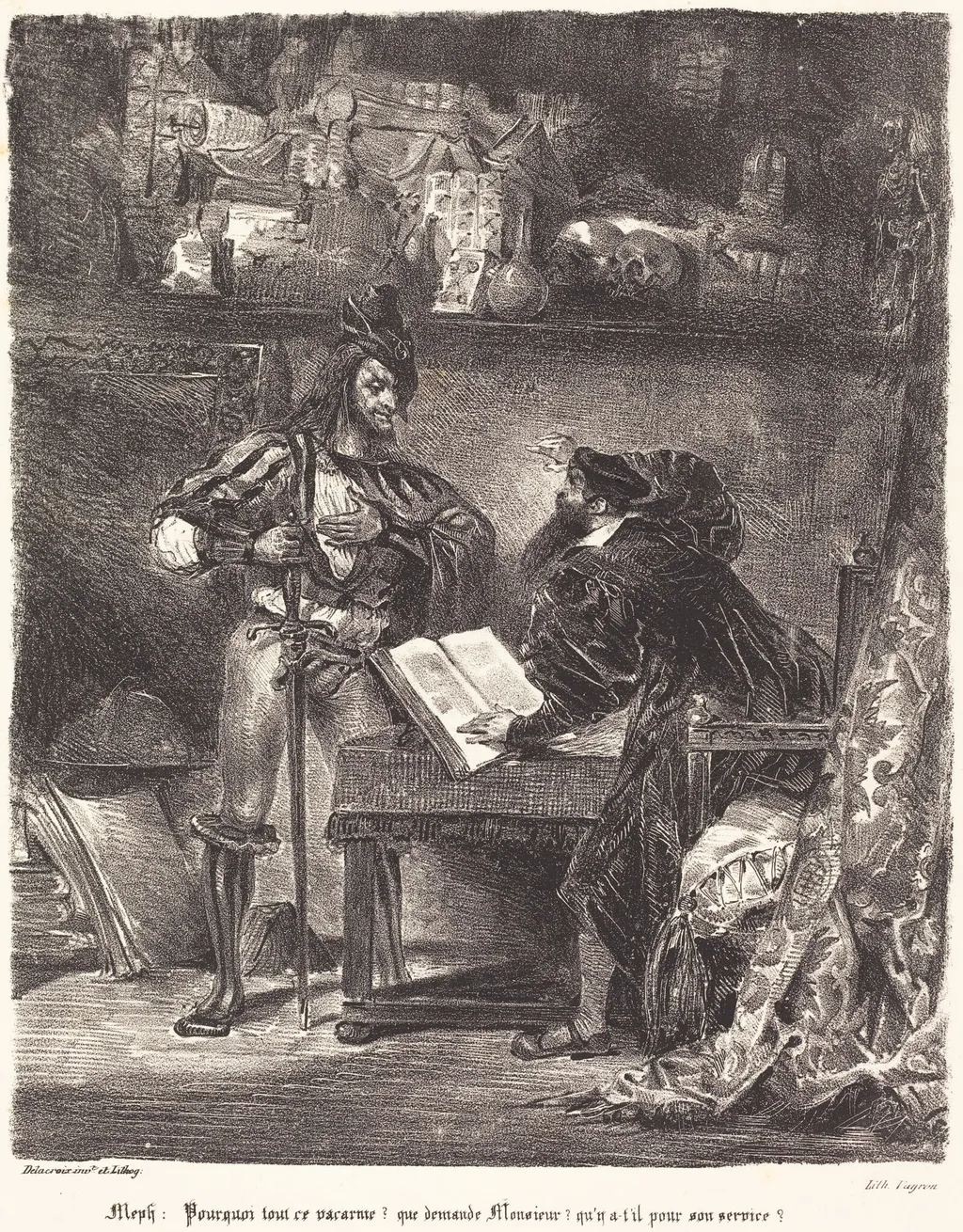 Mephisto Appears to Faust, by Eugène Delacroix, ink, 1830