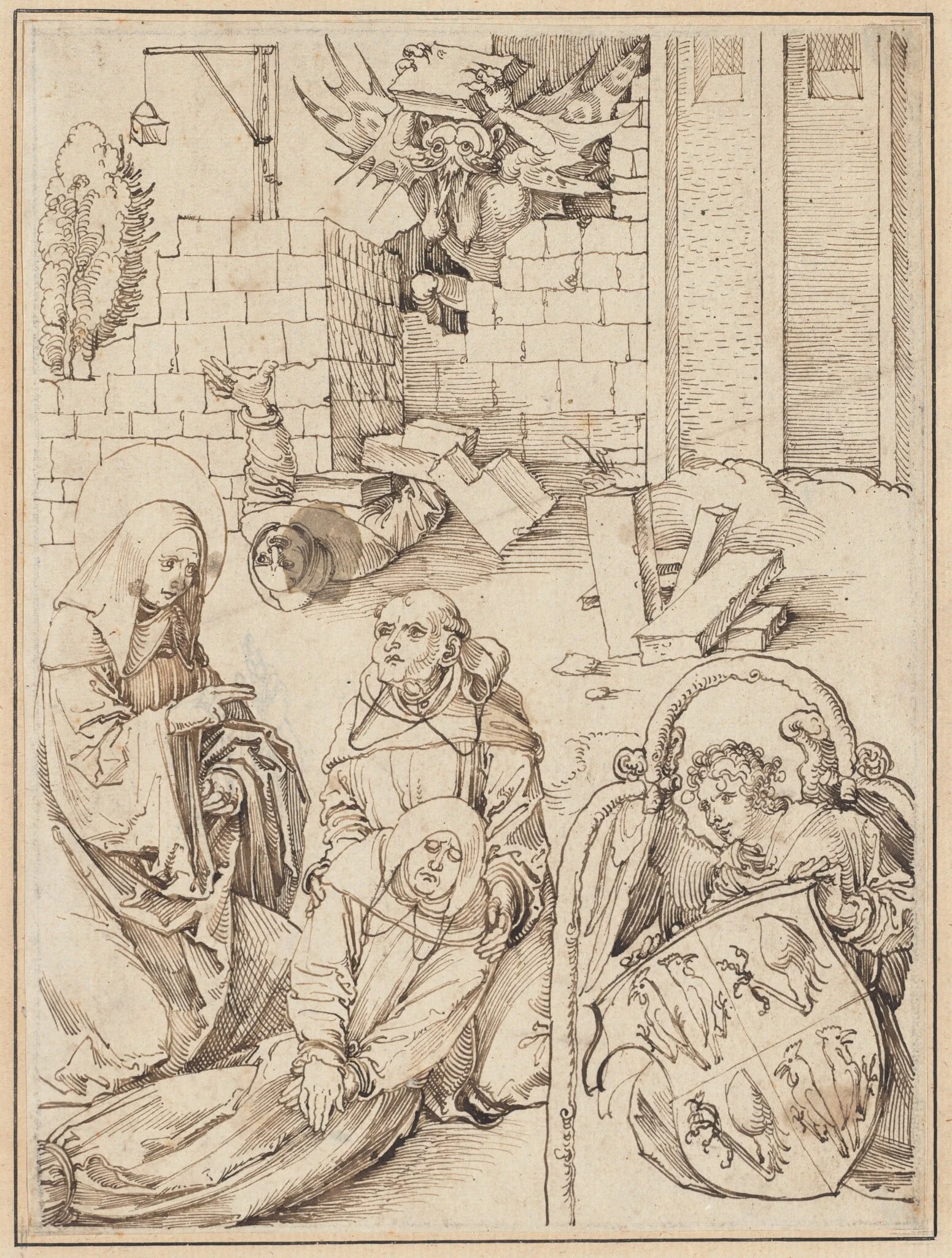 Saint Benedict Reviving a Monk Killed by the Devil, detail