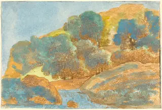Hilly Landscape with a Stream, by Franz Innocenz Josef Kobell, ink, 1802