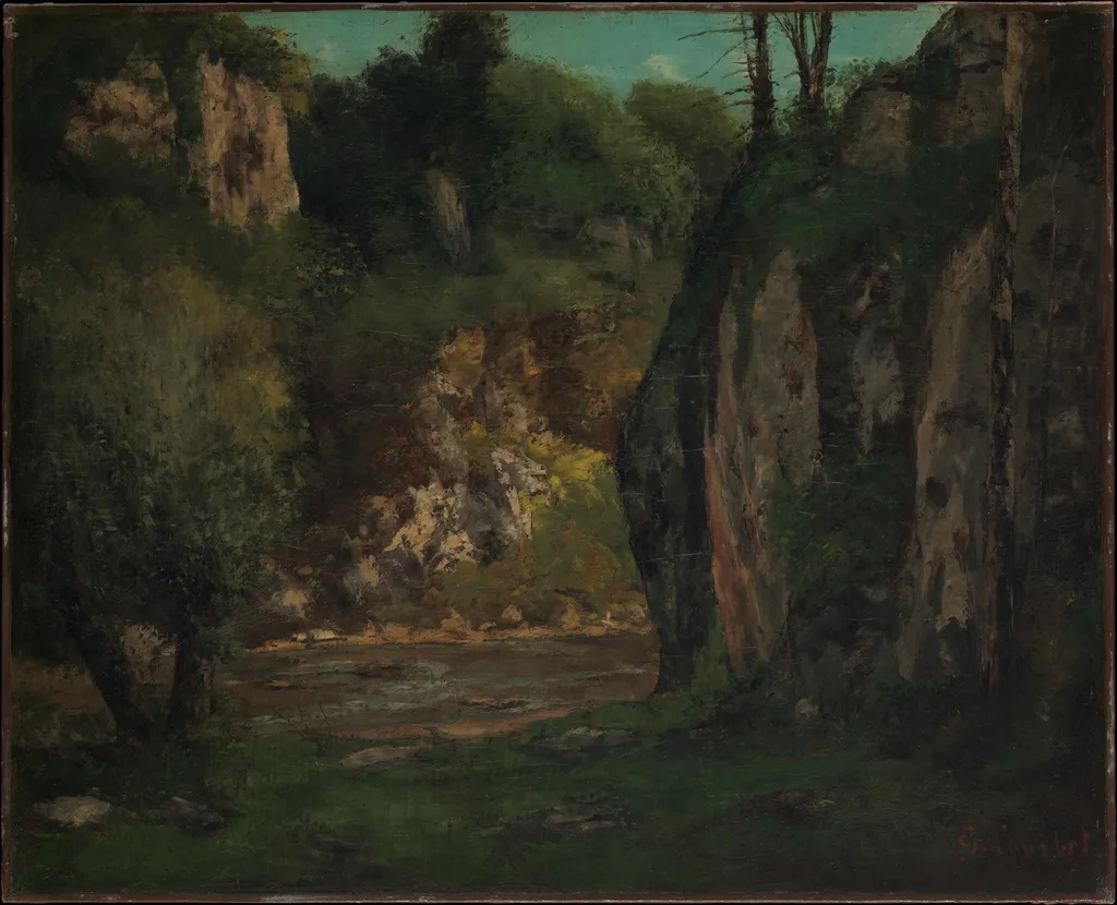 The Hidden Brook, by Gustave Courbet, oil, 1873