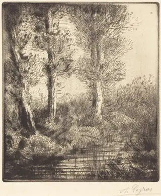 Banks of the Saint-Pre (Rive du Saint-Pre), by Alphonse Legros, ink, 1874