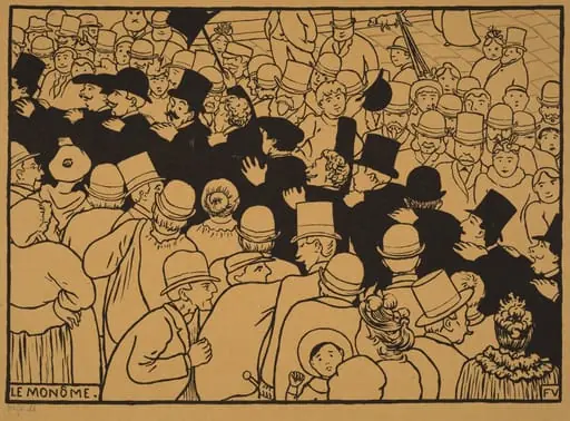 Le Monôme (Parading through the Streets in Single File), by Félix Vallotton, ink, 1893
