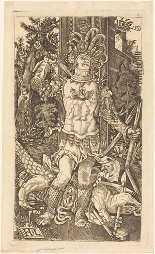 Saint George Standing, by Master H.L., ink, 1533