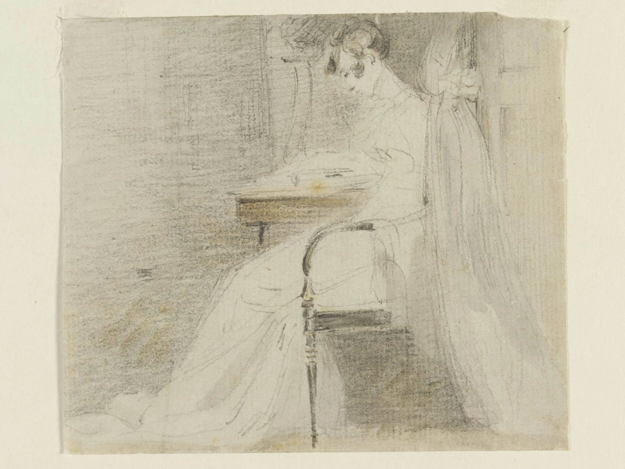 A lady seated, detail