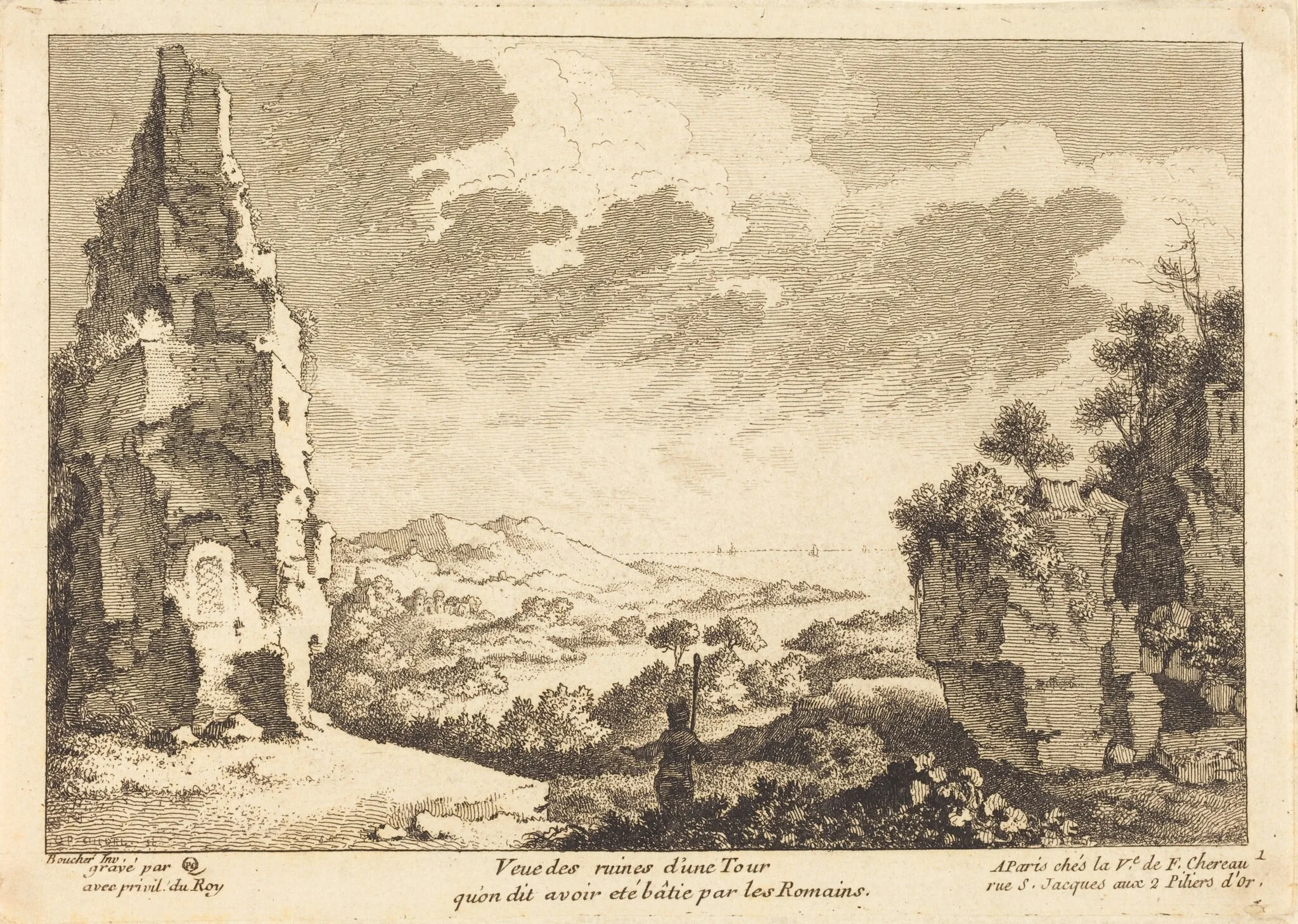 Veue des ruines d'une Tour qu'on dit avoir ete batie par les Romains, detail