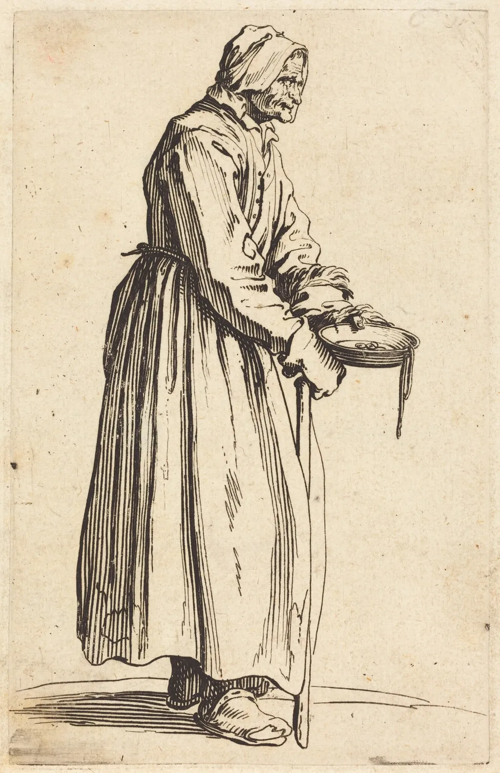 Beggar Woman with Pan, by Jacques Callot, ink, 1622