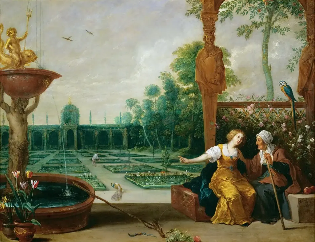 Vertumnus and Pomona, by David Teniers the Younger, oil, 1638