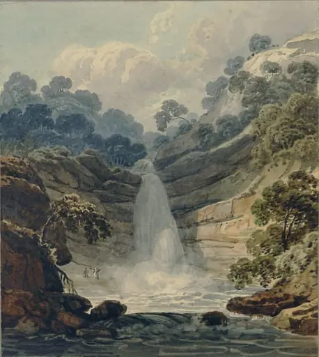Cascade near Pont Neath Vaughan, Vale of Neath, South Wales, by Thomas Hornor, watercolor, 1816