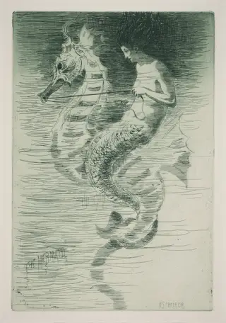 The Mermaid, by Frederic Stuart Church, ink, 1881