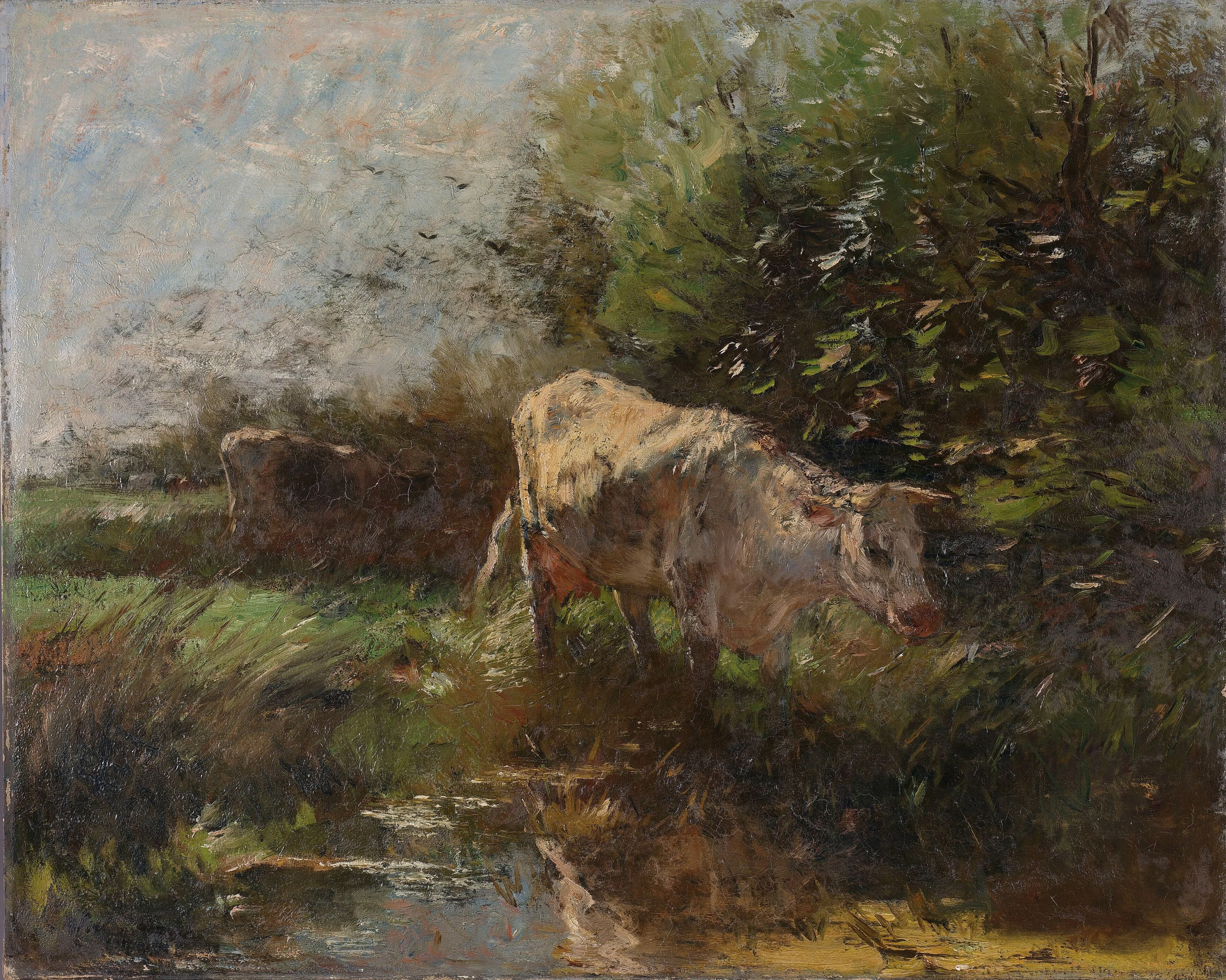 Weide met koeien, detail