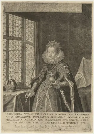 Anna, Wife of Matthias, Roman Emperor, by Aegidius Sadeler II, ink, 1600