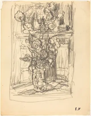 Vase of Flowers, by Édouard Vuillard, graphite, 1900