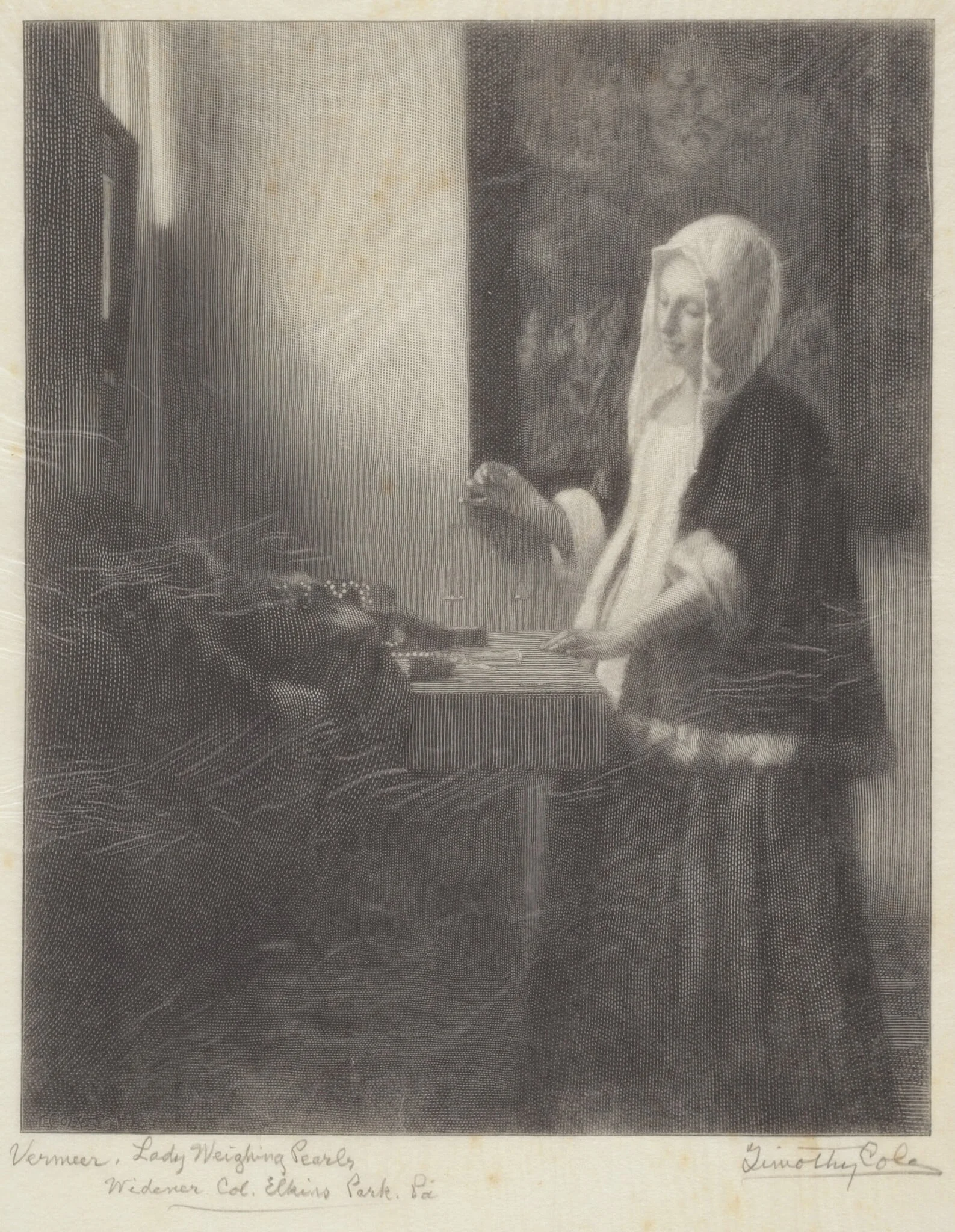 Woman Weighing Pearls, detail
