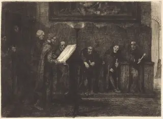 Spanish Singers (Les chantres espagnols), by Alphonse Legros, ink, 1865