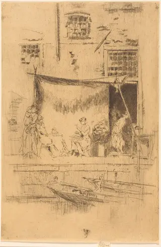 Fruit-Stall, by James McNeill Whistler, ink, 1880
