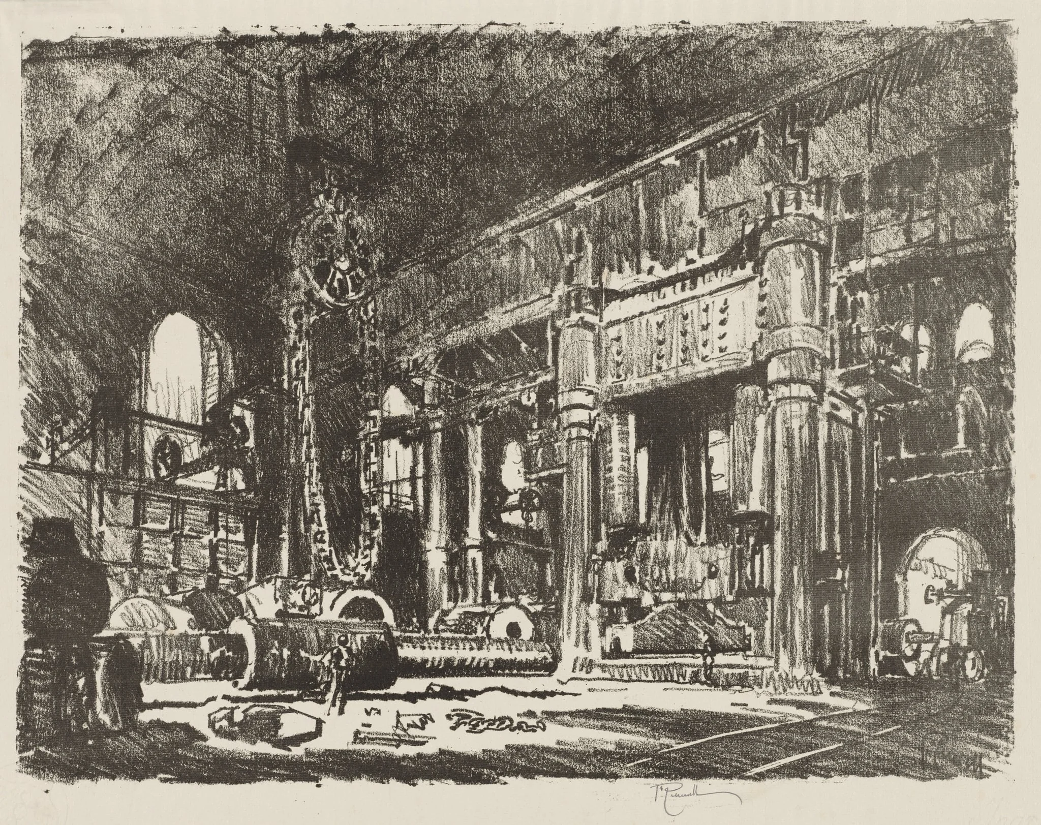 English War Work: The Gun Forge, detail