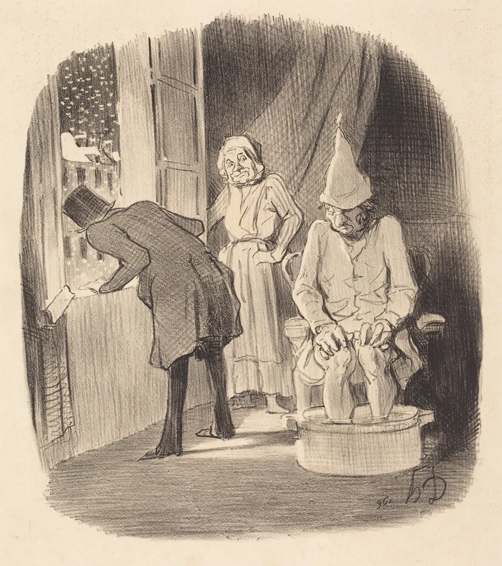 Inconvénient de mettre son logement..., by Honoré Daumier, ink, 1847