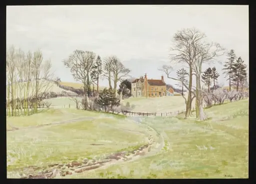 The Vicarage, Braughing, by Hawkins, watercolor