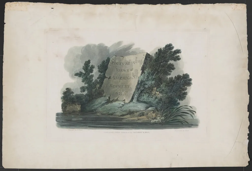 Title Page for the series "Picturesque Views of American Scenery", by John Hill, watercolor, 1820