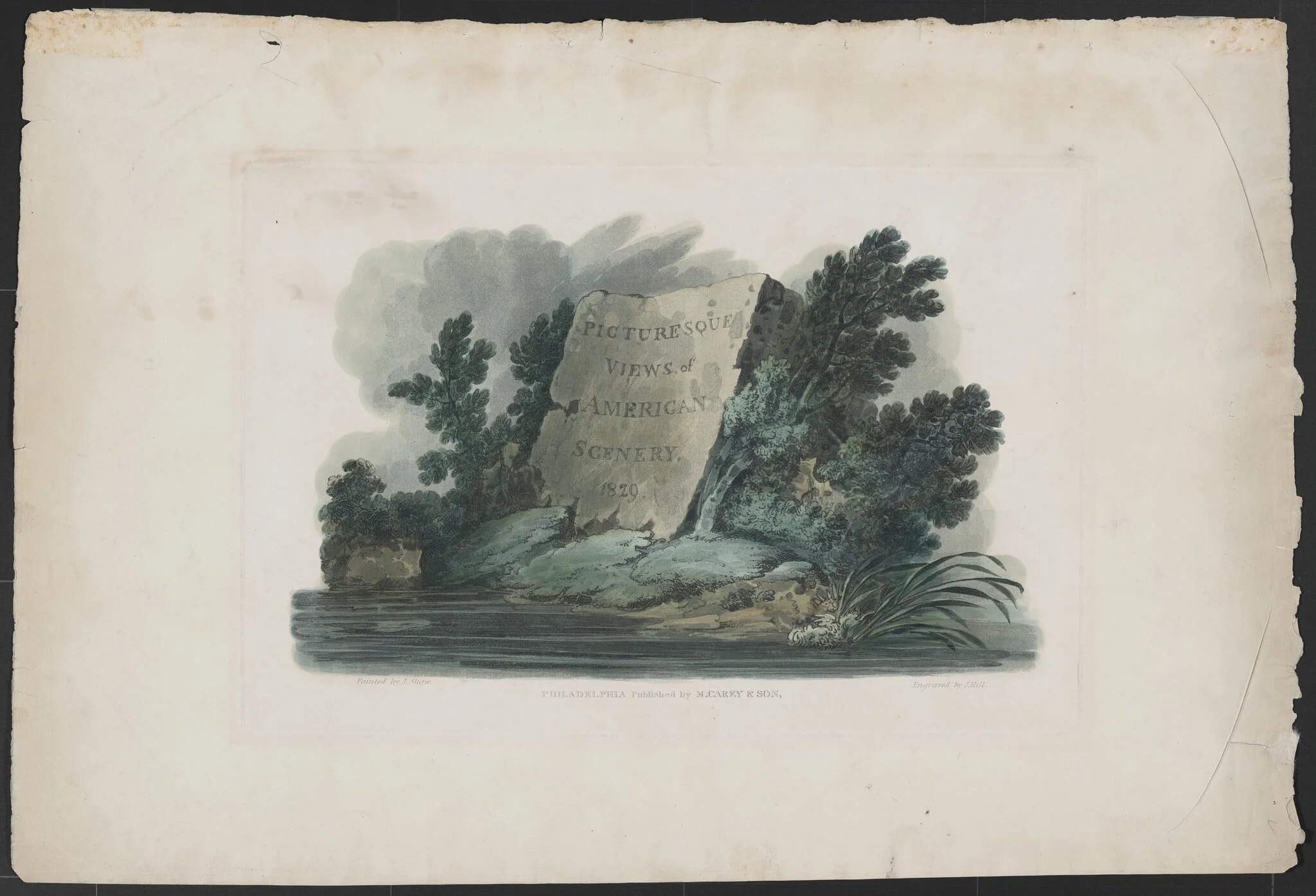 Title Page for the series "Picturesque Views of American Scenery", detail