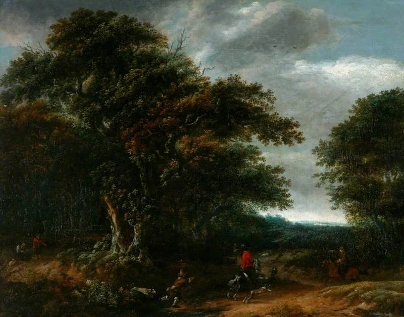 Landscape with a Stag Hunt, detail