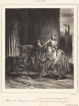 Jeanne de Bourgogne, by Achille Devéria, ink, 1828