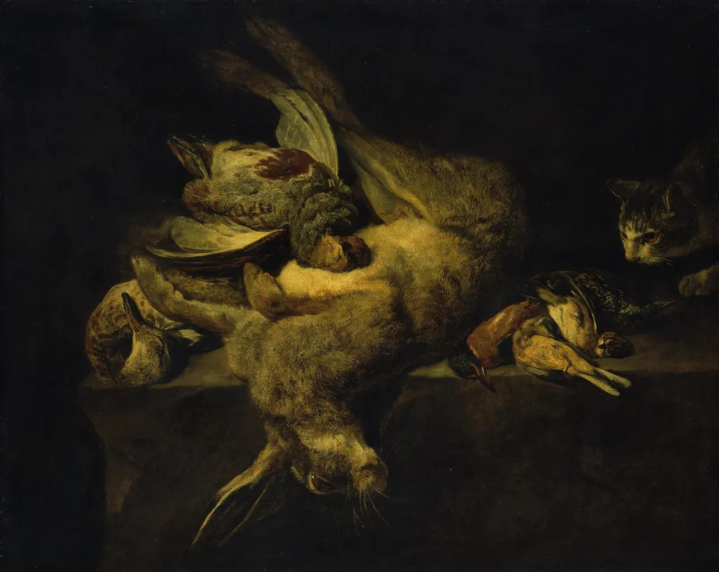 Still Life with Dead Rabbit, by Pieter Boel, oil, 1654