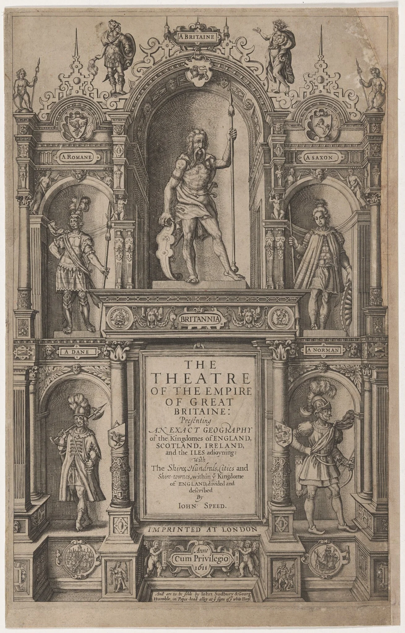 Title Page to "The Theatre of the Empire of Great Britaine" by John Speed, detail