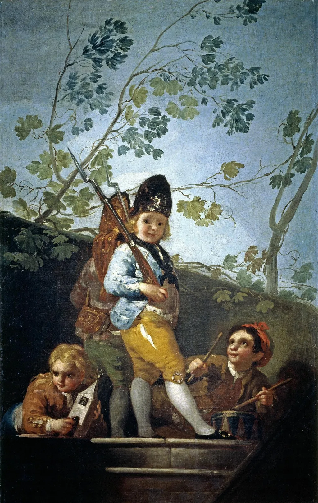 Boys playing soldiers, by Francisco Goya, oil, 1790