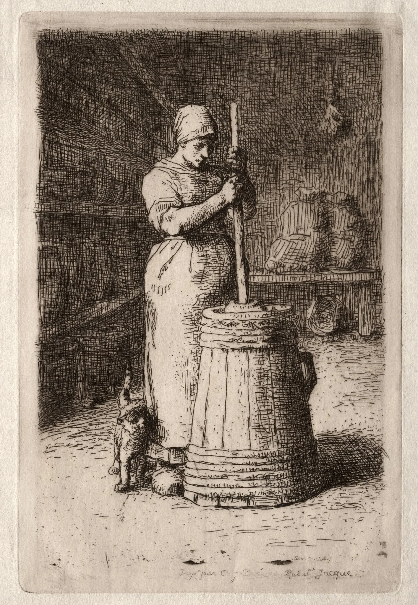 Woman Churning Butter, detail