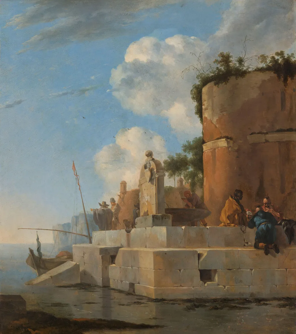 A Coastal Ruin in Italy, by Jan Asselijn, oil, 1650