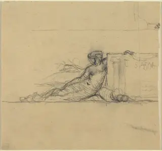 Seated Female Figure for "San Francisco", by Charles Meryon, graphite, 1856