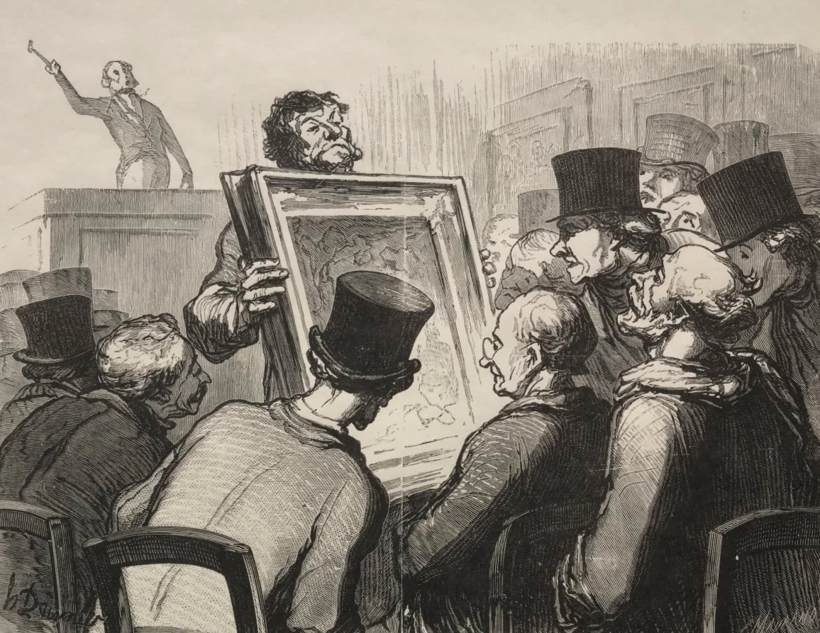 Painting Enthusiasts at Auction House Bouillon, detail