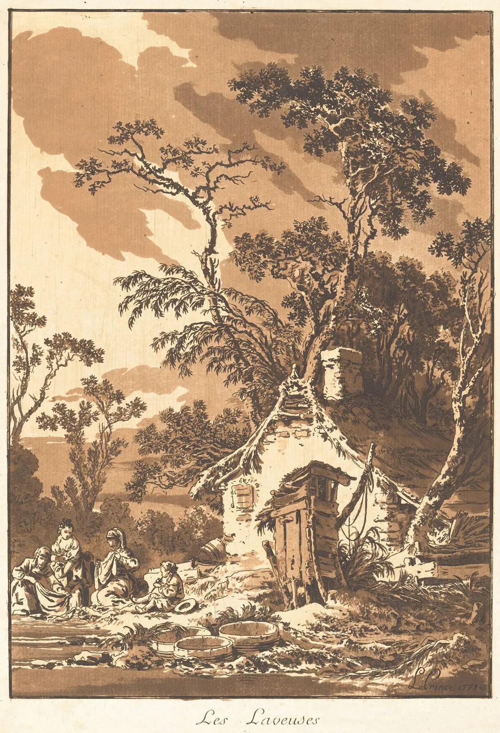 Les Laveuses (The Laundresses), by Jean-Baptiste Le Prince, ink, 1771