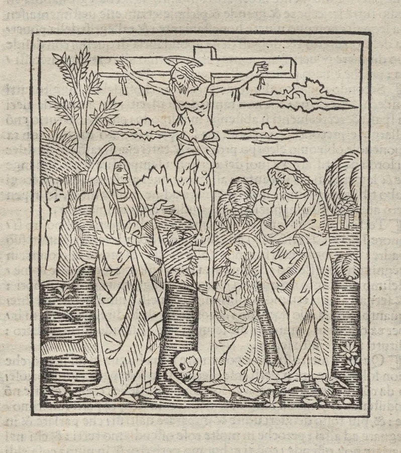Crucifixion; published in Operette: Regola a tutti religiosi, Trattato del sacramento e dei misteri della Messa, Ragola del ben vivere, detail