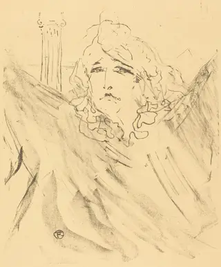 Sarah Bernhardt in "Cleopatra" (Sarah Bernhardt dans "Cléopatre"), by Henri de Toulouse-Lautrec, ink, 1896